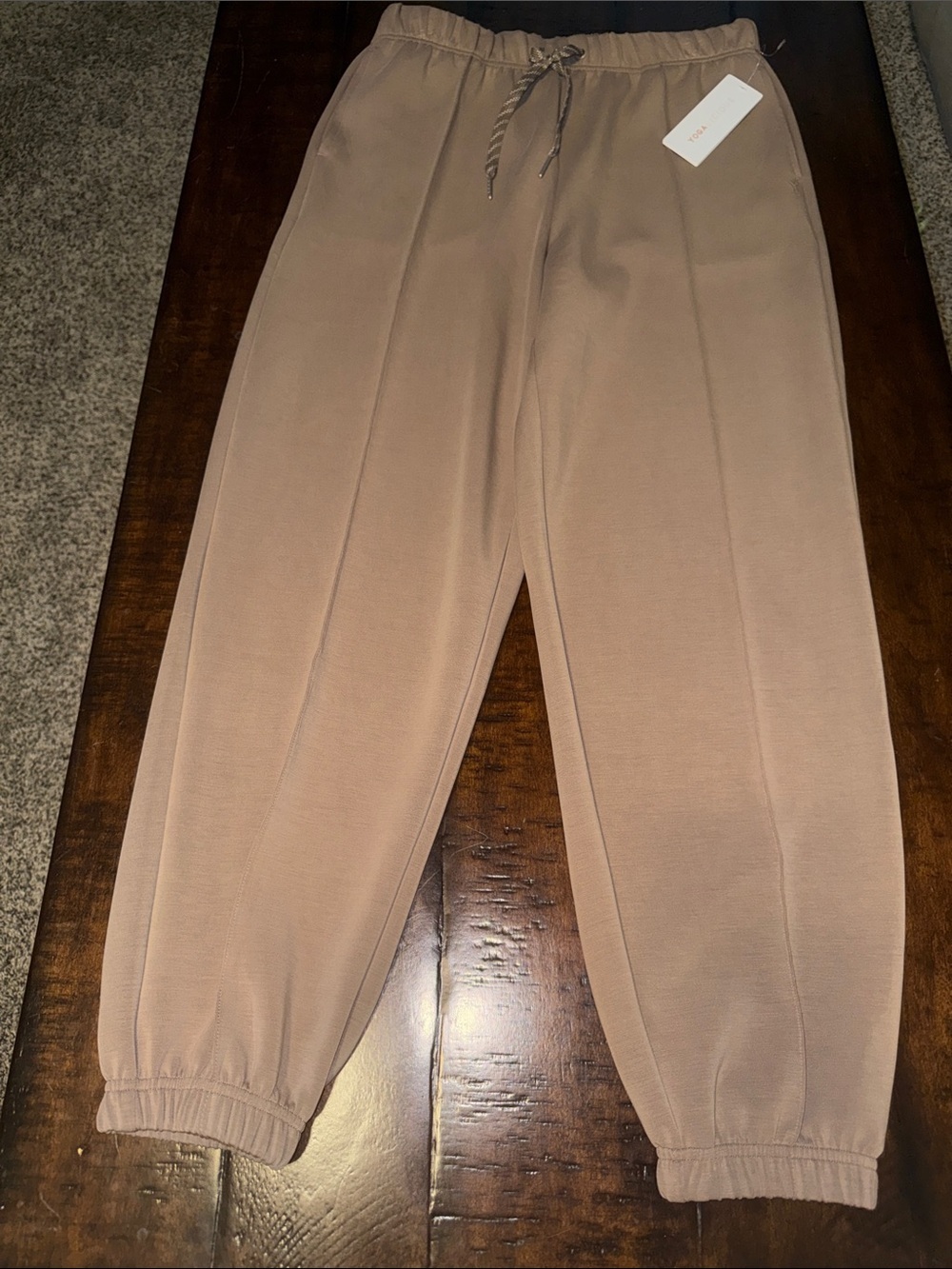 Yogalicious Neutral Taupe Jogger Pants - Drawstring Waist Sz small NWT